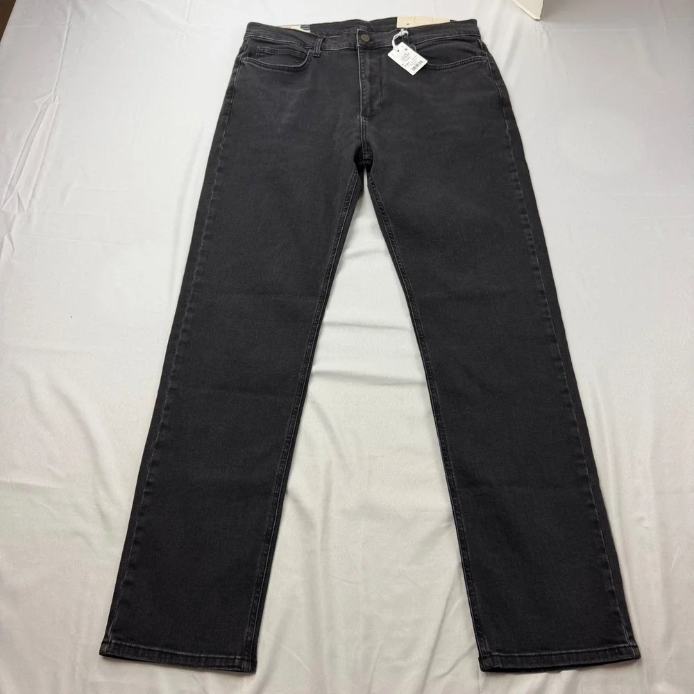 Marine Layer Original Slim Jeans Mens 36 x 32 Washed Black Stretch Denim